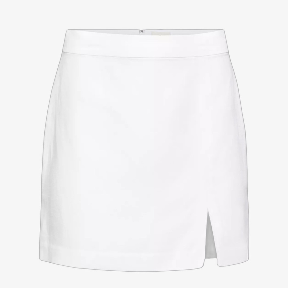 Aritzia Wilfred Patio White Linen Mini Skirt with Slit size 8